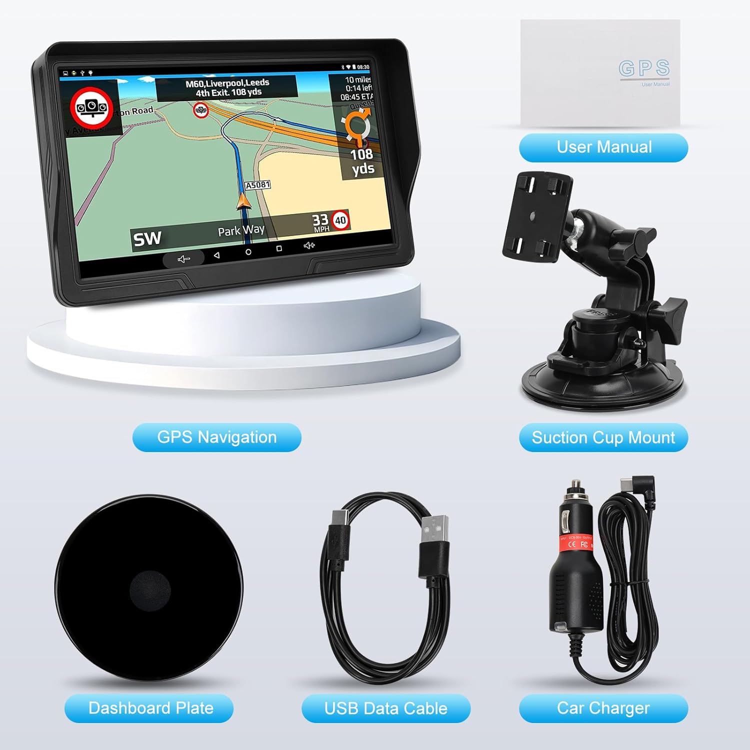 GPS Navigator for Car Truck RV, 9 inch Touch Screen Latest 2025 Map, Real Voice Spoken Turn-by-Turn Direction Reminding Navigation System for Cars, Vehicle GPS with Speed and Red Light Warning (Black) - Image 5