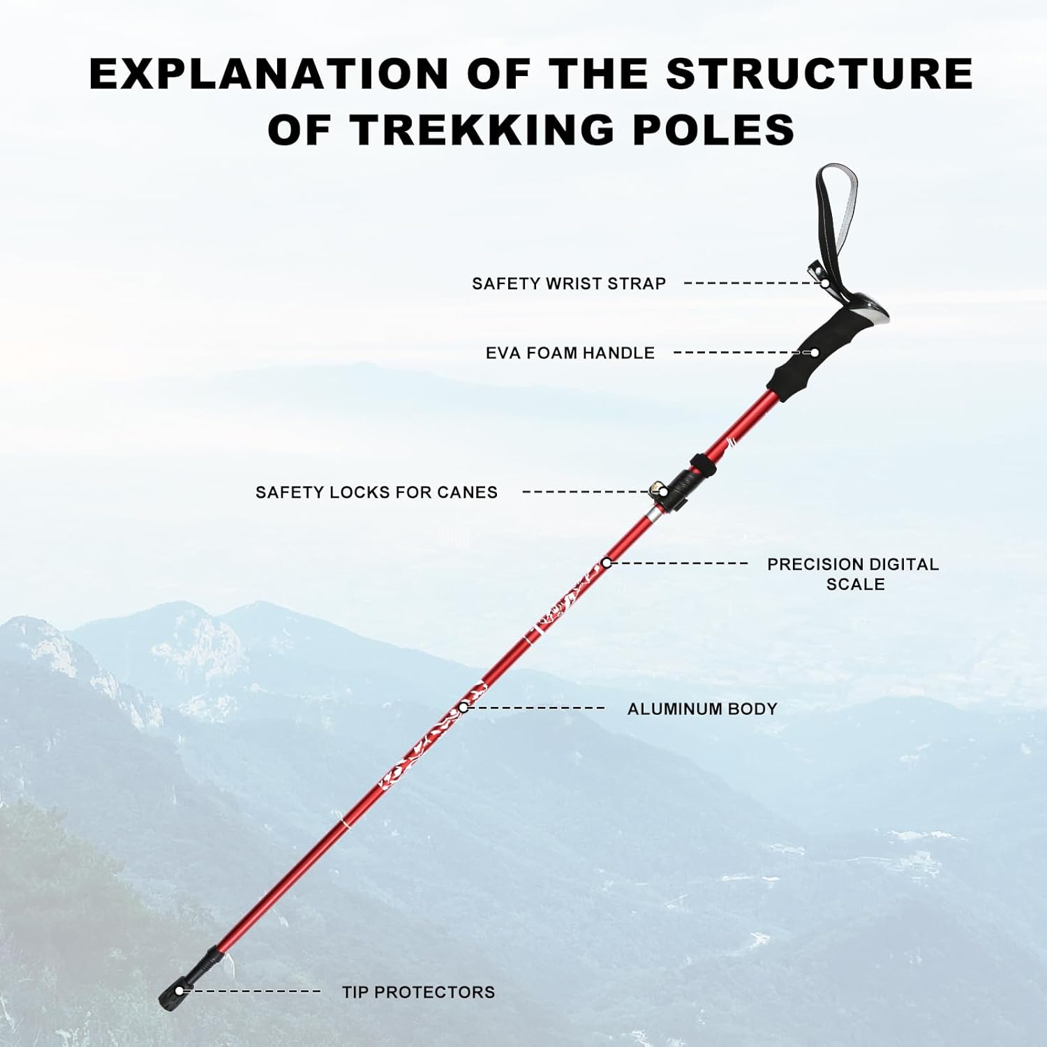 Nordic Hiking Pole - Collapsible, Lightweight 7075 Aluminum Walking Stick for Seniors, Men, and Women - Image 5